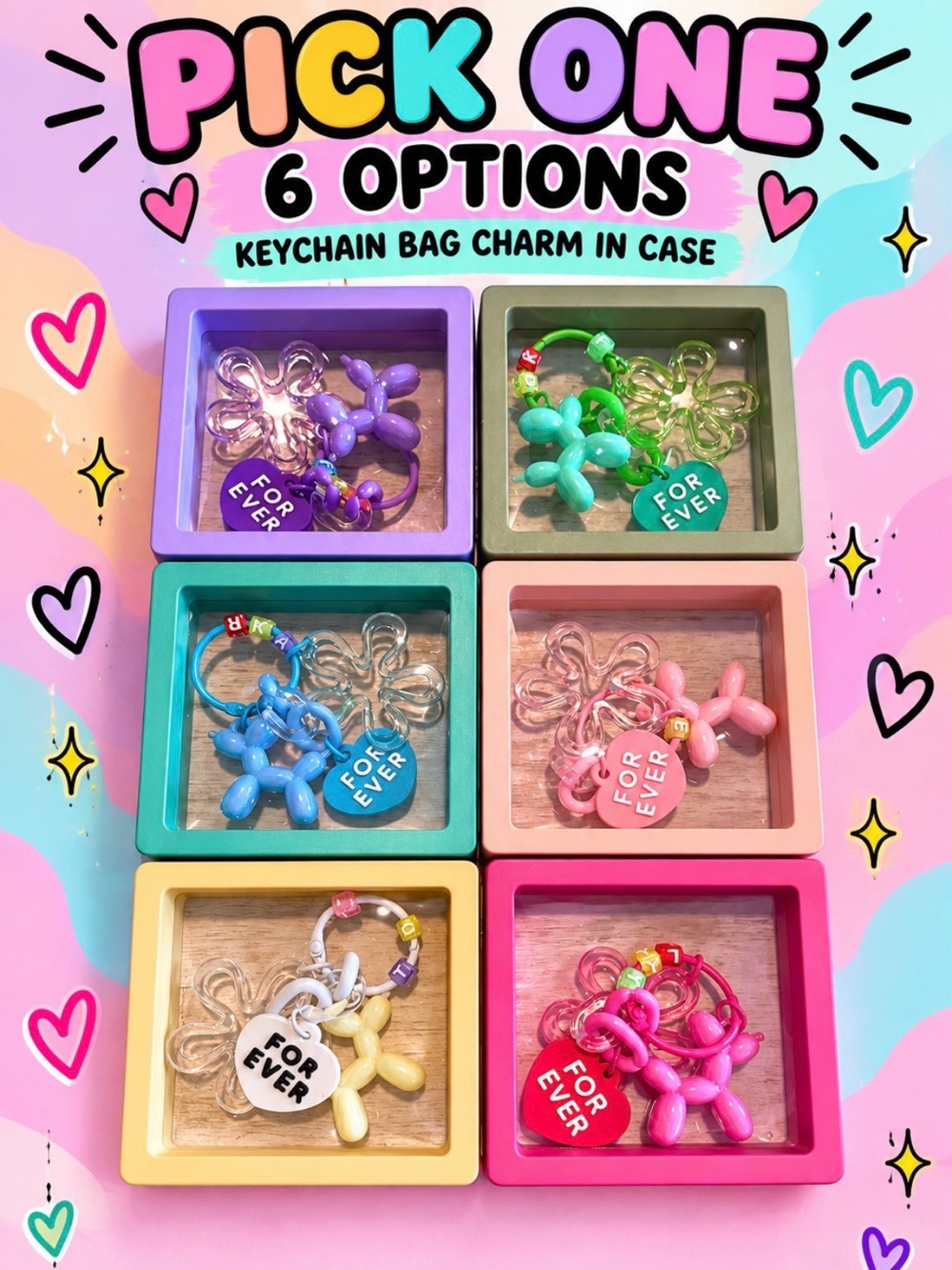 Balloon Dog Keychain Bag Charm - Pick One